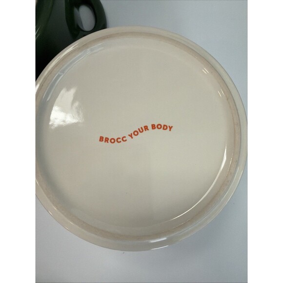 Brocc Your Body Round Ceramic Cocotte Mini Dutch Oven Green & White - Picture 7 of 9